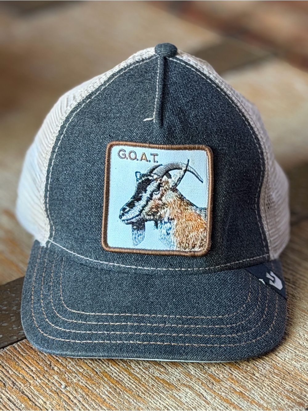 Goorin Bros The Farm GOAT Trucker Hat Denim Mesh Snapback Animal Patch